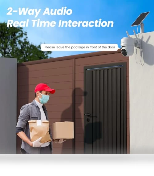 2K Outdoor Security Camera with Solar Power, 360° Viewing, Human Detection — Smart Home Security, cinnado