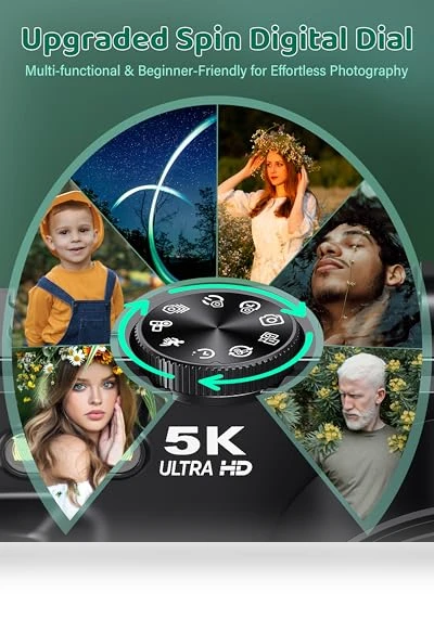 5K UHD & 75MP Digital Camera with WiFi, 18X Zoom, Flip Screen — Compact Digital Cameras