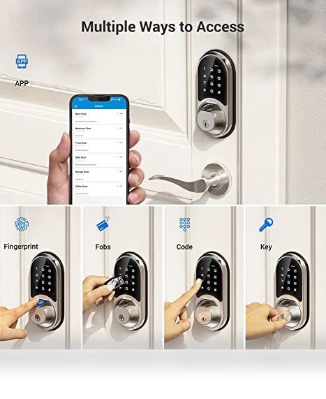 7-in-1 Smart Door Lock with Fingerprint, App Control, and Keypad — Keyless Entry, Veise