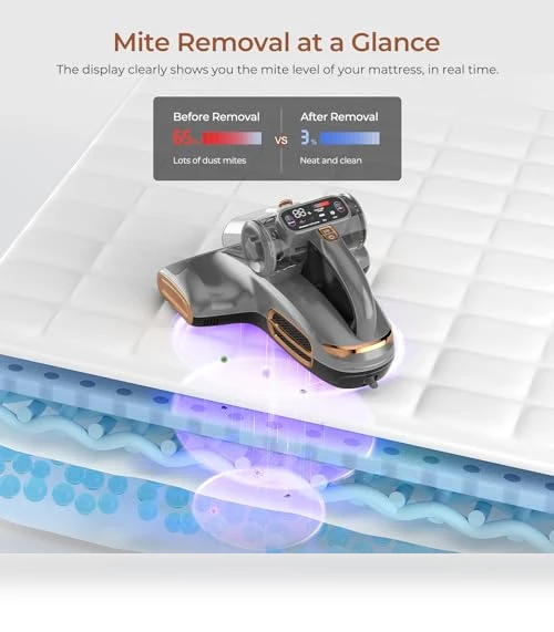Bed Vacuum Cleaner with UV-C Light, 15Kpa Suction, 700W Powerful Double Cup Handheld Vacuums — Vacuums, JIGOO