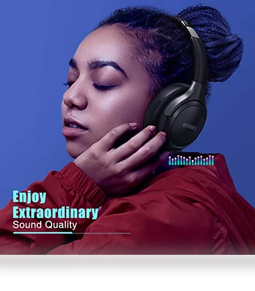 Bluetooth Headphones Over Ear with 65H Playtime, 6 EQ Modes, HiFi Stereo — In-Ear Headphones, BERIBES
