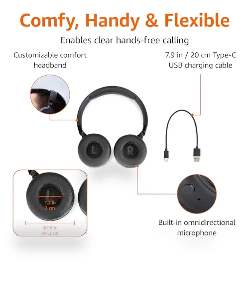 Bluetooth Headphones with Microphone, Wireless, On Ear, 35 Hour Playtime, Foldable — In-Ear Headphones, Amazon