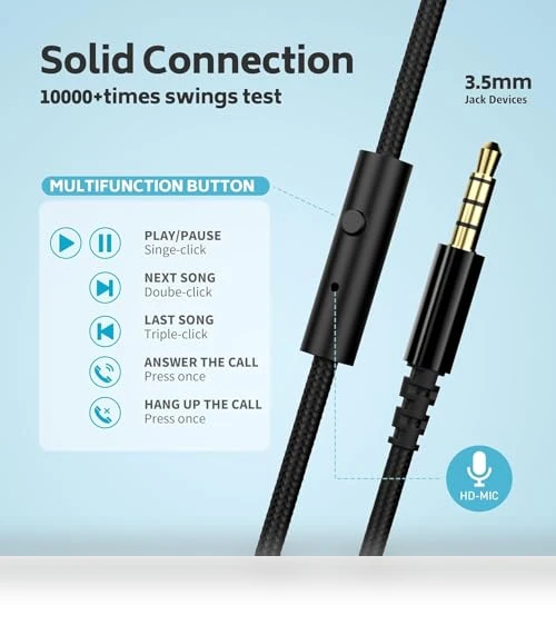 Classroom Headphones Bulk 10 Pack - Kids Wired Headphones with Microphone — In-Ear Headphones, AILIHEN