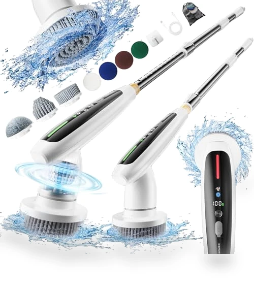 Cordless Electric Spin Scrubber with 8 Replaceable Heads — Brushes, DEPURE