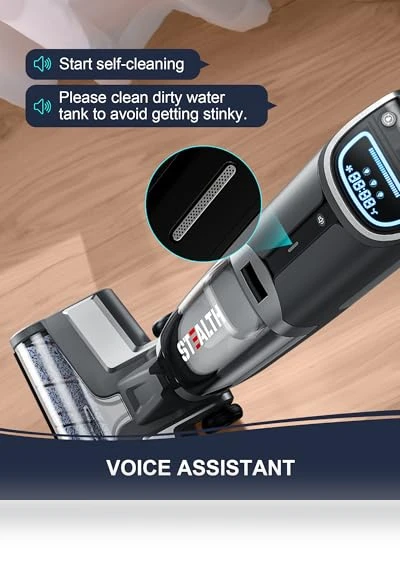 Cordless Wet Dry Vacuum Cleaner with Self-Cleaning, LCD Display, Voice Prompt — Vacuums, Stealth