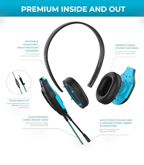 DropTech On-Ear Wired Headphones for Kids - 10 Pack — In-Ear Headphones, Gumdrop Cases