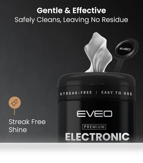 Electronic Screen Cleaner Wipes [2 Pack x40] with Microfiber Cloth — Display Shields, EVEO