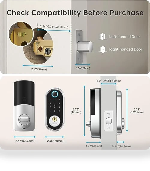 Fingerprint Electronic Deadbolt Door Lock with Keypad and Bluetooth — Smart Home Security, SMONET