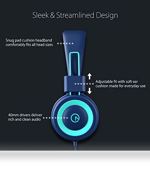 Foldable Stereo Kids Headphones with 3.5mm Jack - Tangle-Free Cord for Children and Teens — In-Ear Headphones, noot products