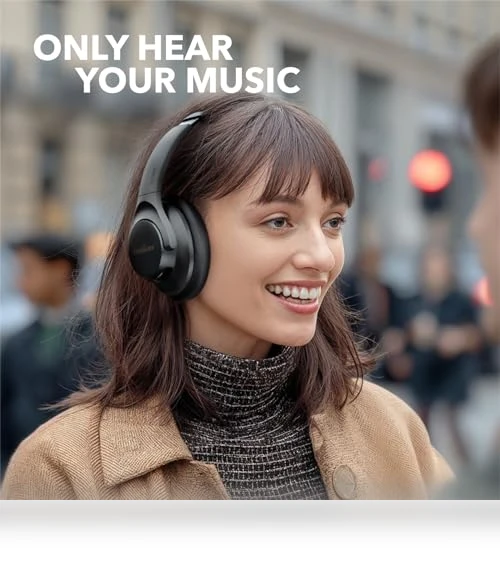 Hybrid Active Noise Cancelling Headphones, Wireless Over Ear Bluetooth Headphones, 60H Playtime, Hi-Res Audio, Deep Bass — Over-Ear Headphones, Anker