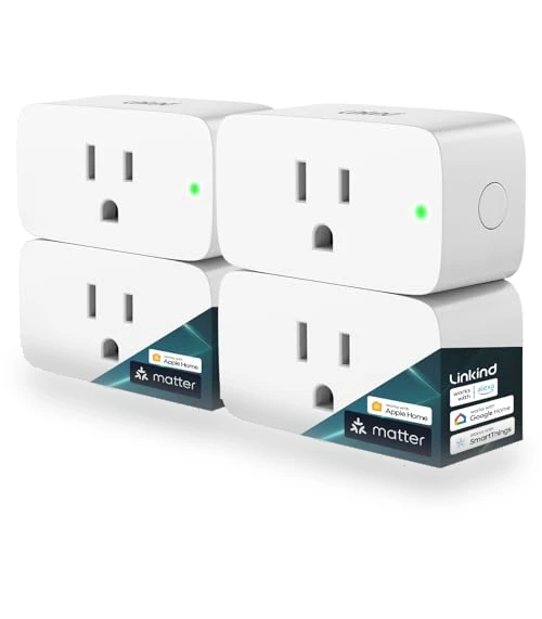 Matter Smart Plug, Works with Apple Home, Alexa, Google Home, SmartThings, 4 Pack — Smart Home Modules, Linkind
