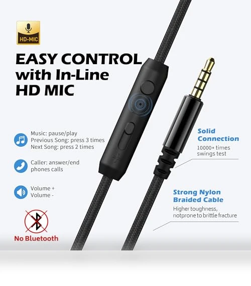 On-Ear Wired Headphones with Microphone and Volume Control — In-Ear Headphones, AILIHEN