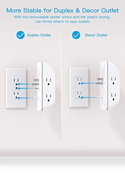 Outlet Extender with Night Light, Multi Plug Outlet, USB Wall Charger Surge Protector — Power Solutions & Surge Protection, HANYCONY
