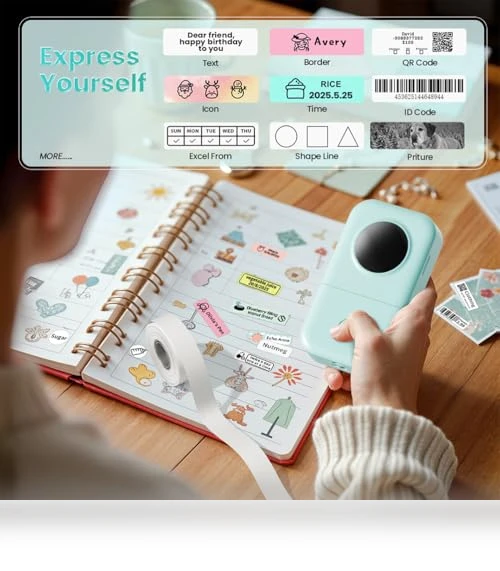 Portable Bluetooth Mini Label Printer, Smart Phone Handheld Thermal Sticker Small Labeler — Label, Phomemo