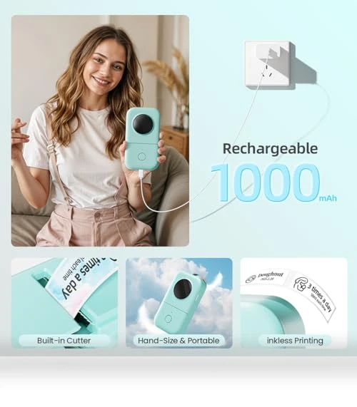 Portable Bluetooth Mini Label Printer, Smart Phone Handheld Thermal Sticker Small Labeler — Label, Phomemo