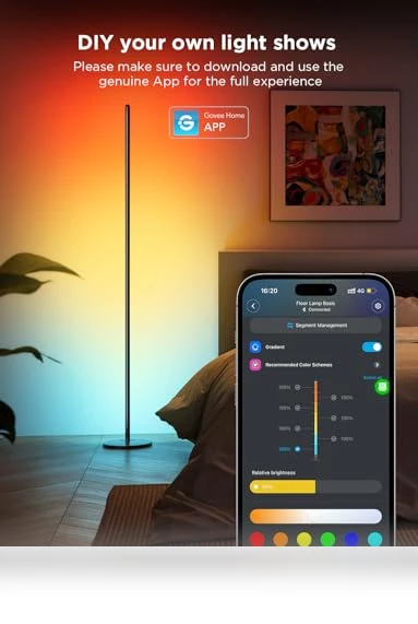 RGBIC Floor Lamp with Alexa, Music Sync, 16 Million Colors — LED, Govee