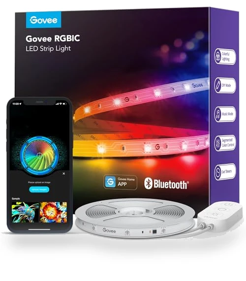RGBIC LED Strip Lights, Smart LED Lights for Bedroom, Bluetooth App Control, Color Changing, Music Sync, 16.4ft — LED Strips, Govee