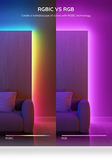RGBIC LED Strip Lights, Smart LED Lights for Bedroom, Bluetooth App Control, Color Changing, Music Sync, 16.4ft — LED Strips, Govee