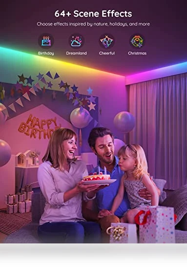 RGBIC LED Strip Lights, Smart LED Lights for Bedroom, Bluetooth App Control, Color Changing, Music Sync, 16.4ft — LED Strips, Govee
