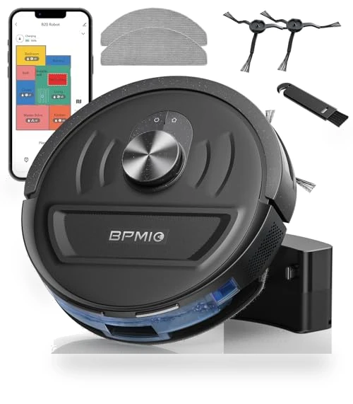 Robot Vacuum and Mop Combo with LiDAR Navigation, 5500Pa Suction, WiFi/Alexa Compatible — Smart Cleaning Robots, BPMIO