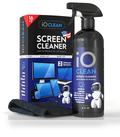 Screen Cleaner Spray Kit for Electronics - 16oz with Microfiber Cloth — Display Shields, iO CLEAN