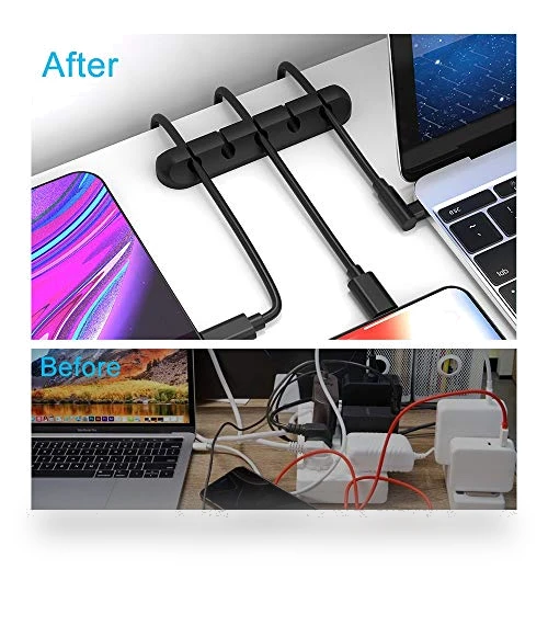Silicone Cable Clips Organizer with 3M Adhesive - 2 Pack (5 & 3 Slots) — Cable Organizers, INCHOR