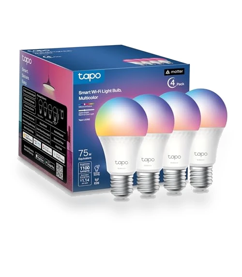 Smart Light Bulbs 16M Colors WiFi, Dimmable, Matter-Certified — LED, Tapo