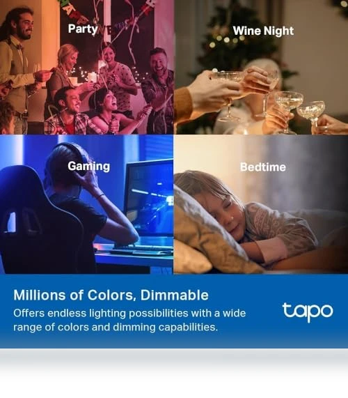 Smart Light Bulbs 16M Colors WiFi, Dimmable, Matter-Certified — LED, Tapo