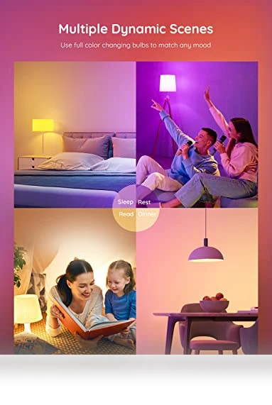 Smart Light Bulbs, Color Changing LED Bulbs, WiFi & Bluetooth, Music Sync, A19, 4 Pack — LED, Govee