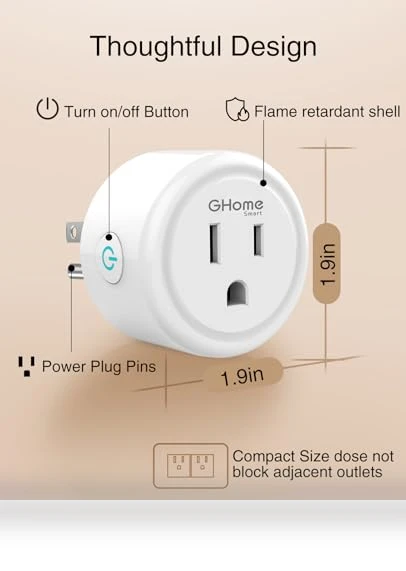 Smart Plug 5GHz, 15A WiFi Smart Plugs Compatible with Alexa and Google Home — Smart Home Hubs & Controllers, GHome Smart