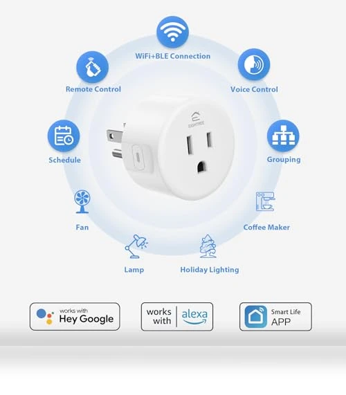 Smart Plug, WiFi Outlet Works with Alexa & Google Home, Remote Control & Timer Function, 4 Packs — Smart Home Hubs & Controllers, EIGHTREE