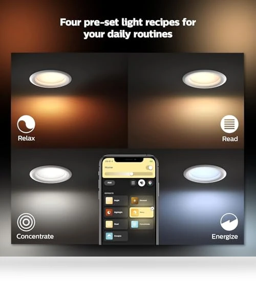 Smart Recessed 4 Inch LED Downlight - Color-Changing Light - 6 Pack — LED, Philips Hue
