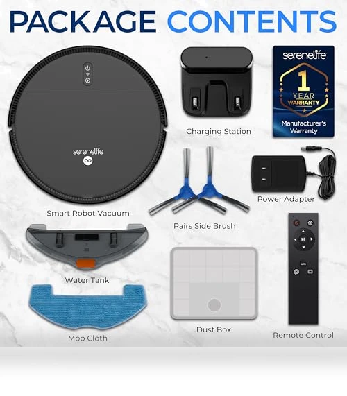 Smart Robot Vacuum and Mop Combo with App Control — Smart Cleaning Robots, SereneLife