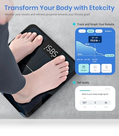 Smart Scale for Body Weight with BMI, Body Fat, Muscle Mass, Bluetooth Sync — Baby Scales, Etekcity