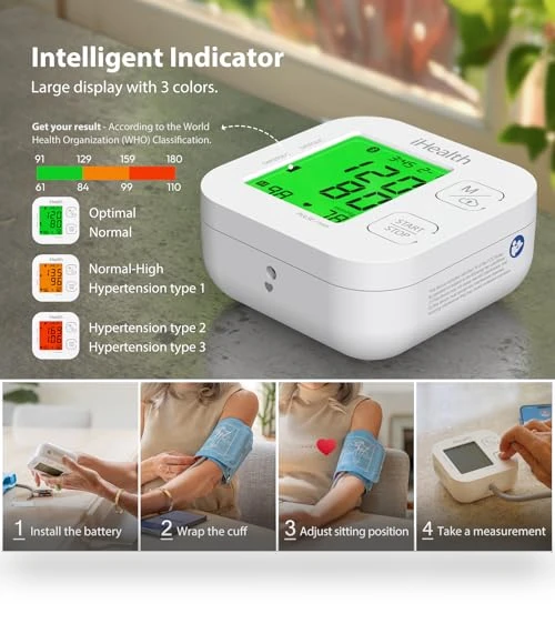 Smart Upper Arm Blood Pressure Monitor with Wide Range Cuff — Fitness & Activity Monitors, iHealth