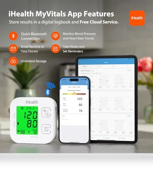 Smart Upper Arm Blood Pressure Monitor with Wide Range Cuff — Fitness & Activity Monitors, iHealth