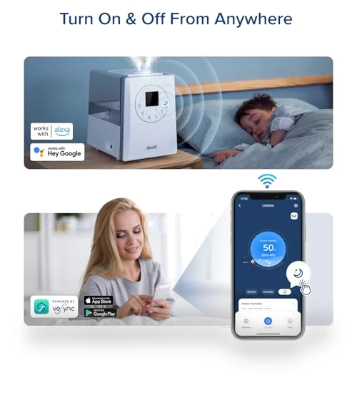 Smart Warm and Cool Mist Humidifier for Home, 6L Capacity, 753ft² Coverage — Air Moisturizers, LEVOIT
