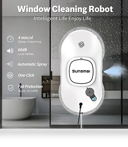Smart Window Cleaner Robot with Automatic Water Spray — Smart Cleaning Robots, SUNSMAI