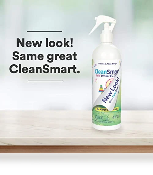 Toy Disinfectant Spray Kills 99.9% of Viruses and Bacteria, Rinse Free, 16 oz Bottle, Pack of 2 — Disinfectant Wipes, CleanSmart