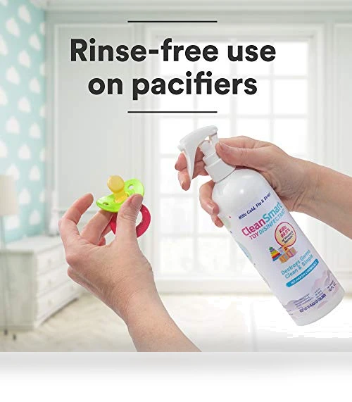 Toy Disinfectant Spray Kills 99.9% of Viruses and Bacteria, Rinse Free, 16 oz Bottle, Pack of 2 — Disinfectant Wipes, CleanSmart