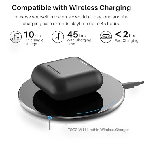 True Wireless Earbuds Bluetooth 5.3 Headphones with Wireless Charging Case — In-Ear Headphones, TOZO