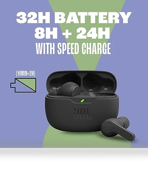 True Wireless Earbuds with Deep Bass Sound, Bluetooth 5.2, Water Resistant — In-Ear Headphones, JBL