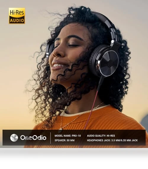 Wired Over Ear Headphones with 50mm Drivers for Studio Monitoring — In-Ear Headphones, OneOdio