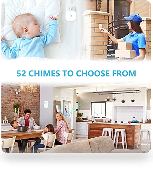 Wireless Doorbell with 58 Chimes, 1000Ft Range, Waterproof — Kits, SECRUI