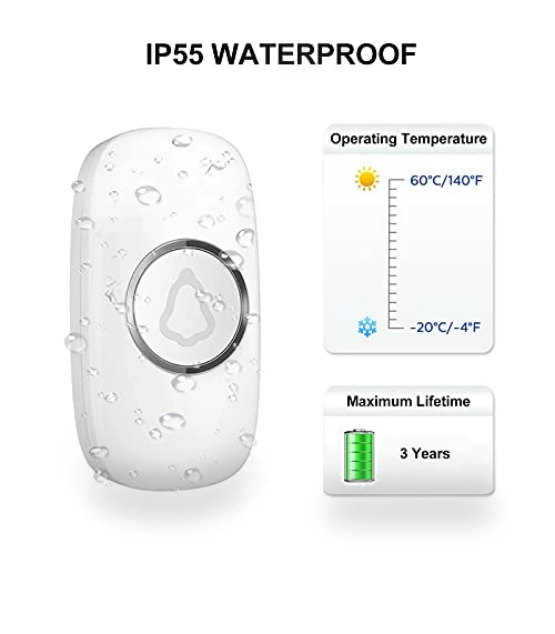 Wireless Doorbell with 58 Chimes, 1000Ft Range, Waterproof — Kits, SECRUI