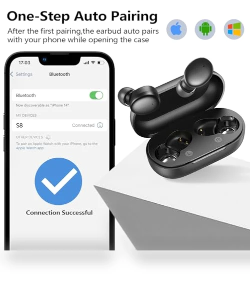 Wireless Earbuds Bluetooth 5.3 with Deep Bass, Lightweight for Sports — In-Ear Headphones, kurdene