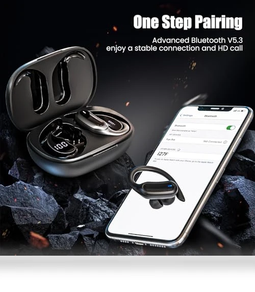 Wireless Earbuds Bluetooth 5.4 with IPX7 Waterproof, Noise Cancelling Mic — In-Ear Headphones, TRAUSI