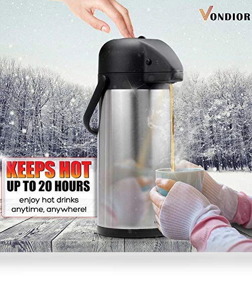102oz Stainless Steel Airpot Coffee Dispenser with Pump — Travel Drinkware, Vondior