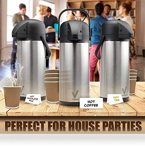 102oz Stainless Steel Airpot Coffee Dispenser with Pump — Travel Drinkware, Vondior
