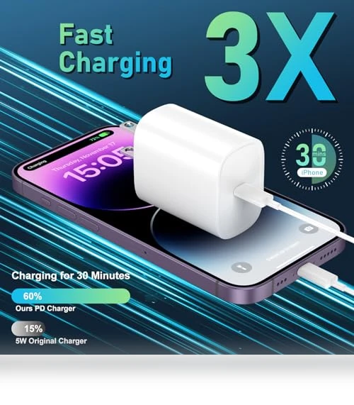 10FT Long Fast Charging Lightning Cable with 20W USB C Charger Block — Lightning, SHENZHEN XUAN YANG TECHNOLOGY CO LTD
